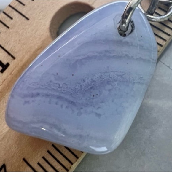 Genuine Blue Lace Agate Gemstone Pendant 925 Sterling Silver Handmade - Picture 10 of 12